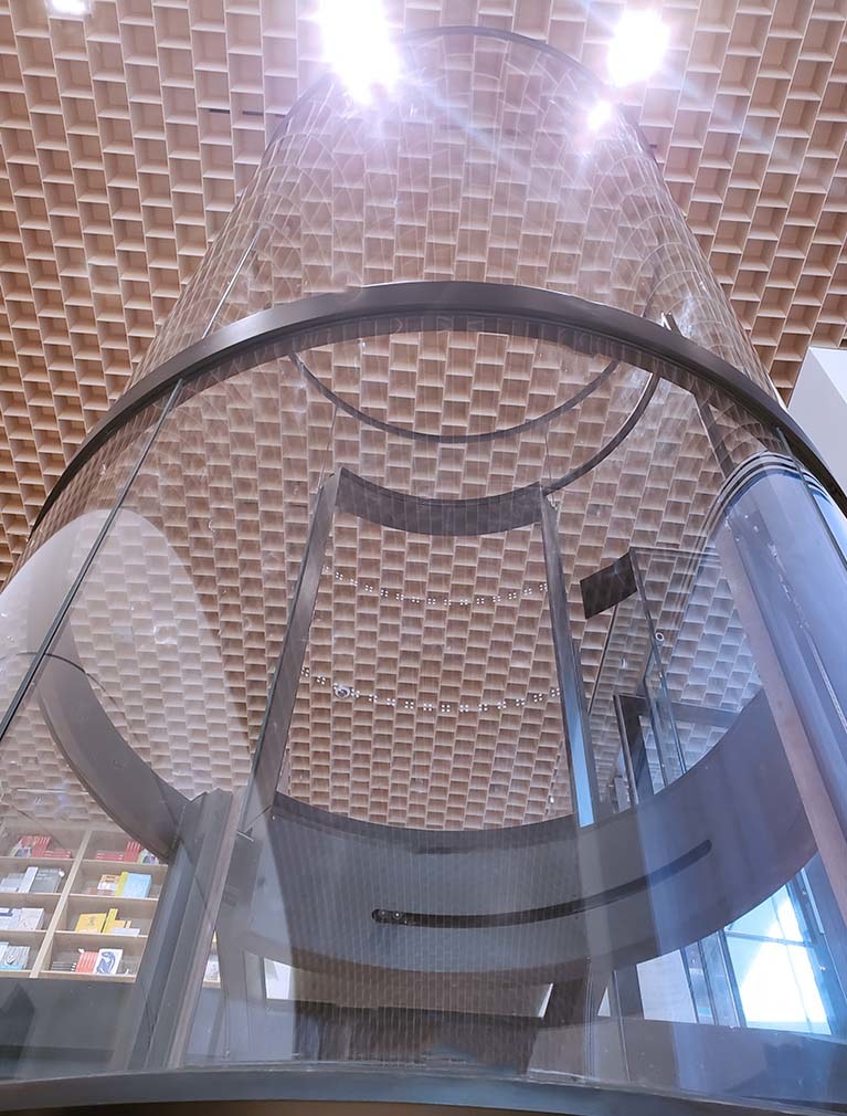 museum modern elevator portfolio glass
